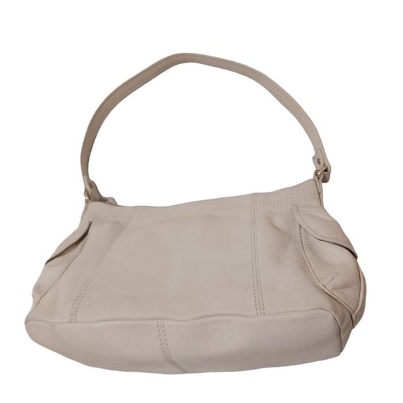 Fossil Pebbled White Leather Hobo Tote Shoulder Bag - Picture 4 of 14
